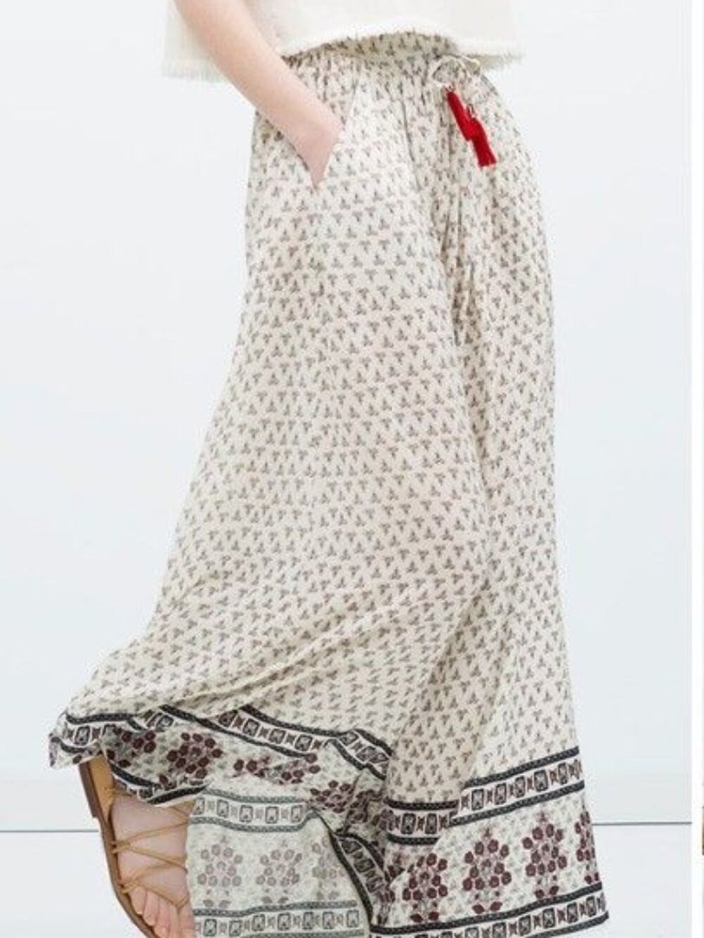 Zara All Over Print Maxi Skirt